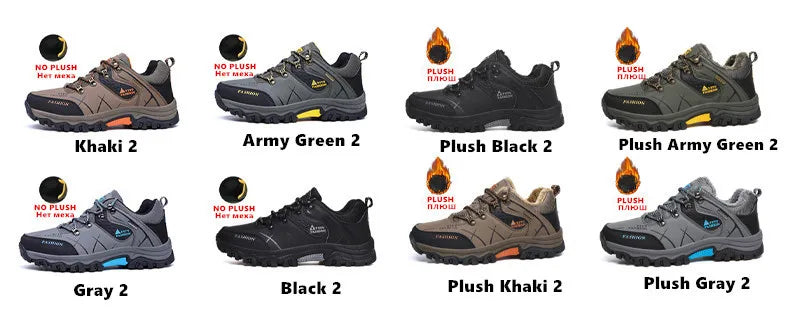 Brand Men Winter Snow Boots Waterproof Leather Sneakers Super  Warm Men's Boots Outdoor Male Hiking Boots Work Shoes Size 39-47