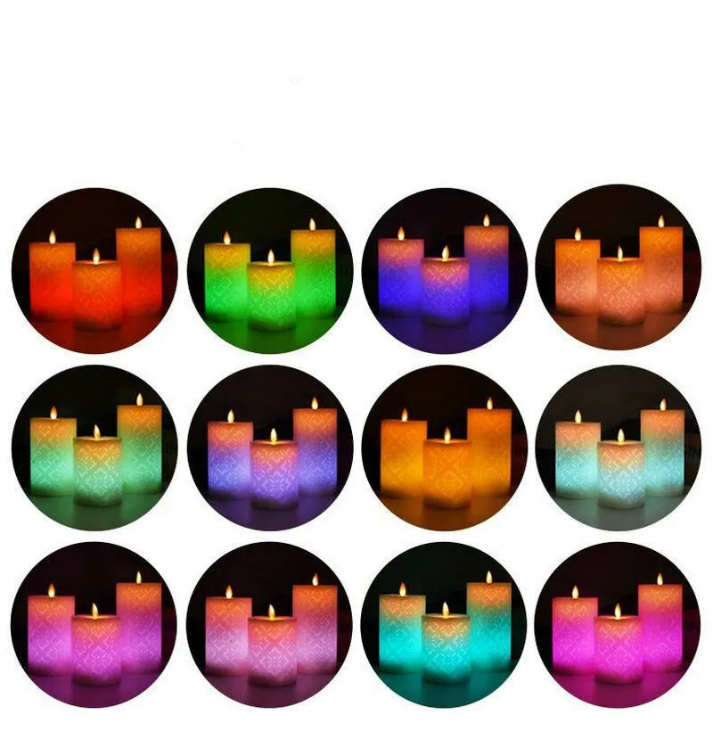 Flameless Candles with Remote Color Changing LED Candle Light Carved 3D Moroccan Designs Paraffin Candles Flickering Moving Wick