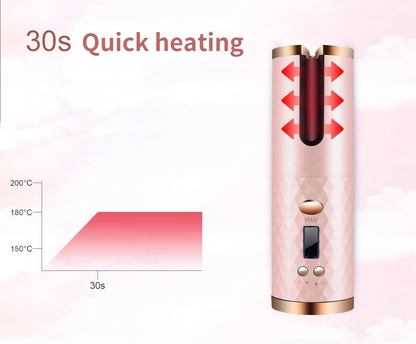 Fer à boucler automatique sans fil | Rechargeable par USB, anti-brûlure, fer à friser sans fil 200°C