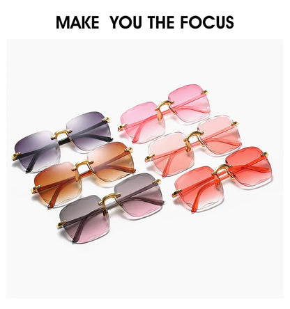 3-Pack Square Rimless Sunglasses | UV400 Summer Shades