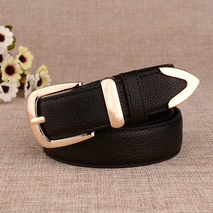 Cinturón de hebilla dorada para mujer – Cinturón de cuero sintético para vestidos y vaqueros
