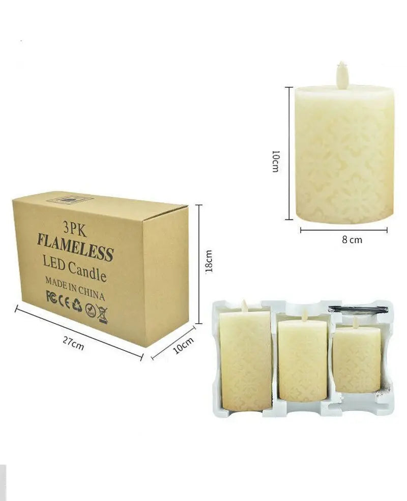 Flameless Candles with Remote Color Changing LED Candle Light Carved 3D Moroccan Designs Paraffin Candles Flickering Moving Wick