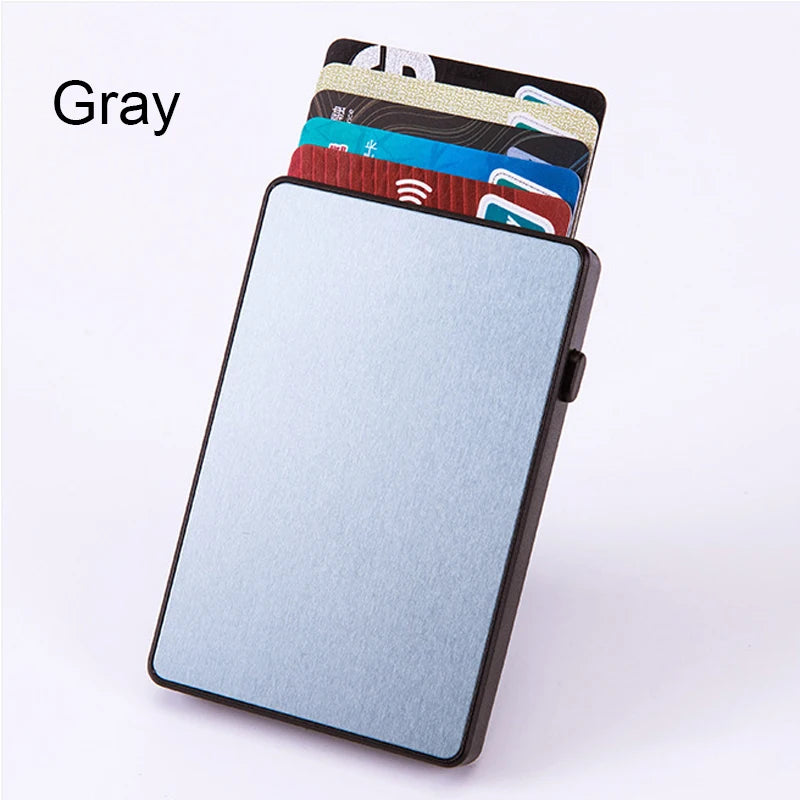 Pop-Up RFID Card Holder – Slim Aluminium Card Case, Holds 4–6 Cards