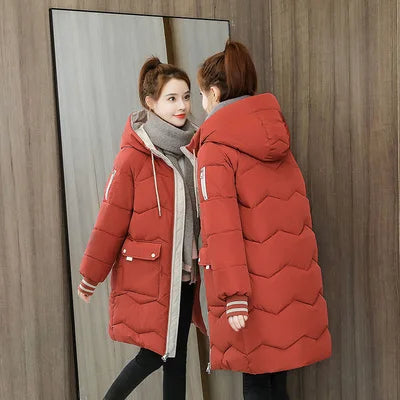 2026 Winter Women Jacket Coats Long Parkas Female Down Cotton Hooded Overcoat Thick Warm Jackets Windproof Casual Student Coat