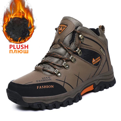 Botas de invierno y nieve impermeables de cuero dividido para hombre