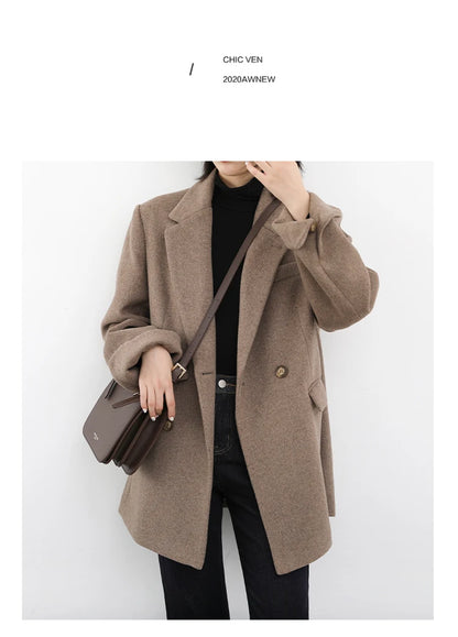 CHIC VEN Damen-Langmantel aus Wollmischung mit einem Knopf