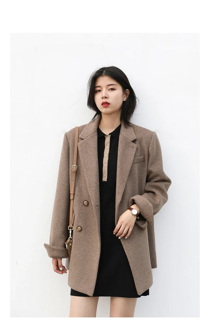 CHIC VEN Damen-Langmantel aus Wollmischung mit einem Knopf