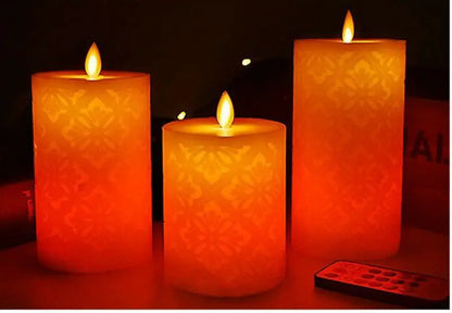 Candele senza fiamma che cambiano colore | Design marocchino 3D intagliato | Telecomando a 18 funzioni e timer | Vera cera di paraffina