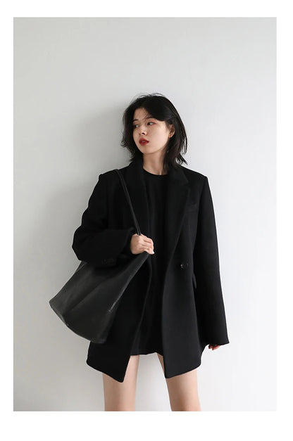 CHIC VEN Damen-Langmantel aus Wollmischung mit einem Knopf