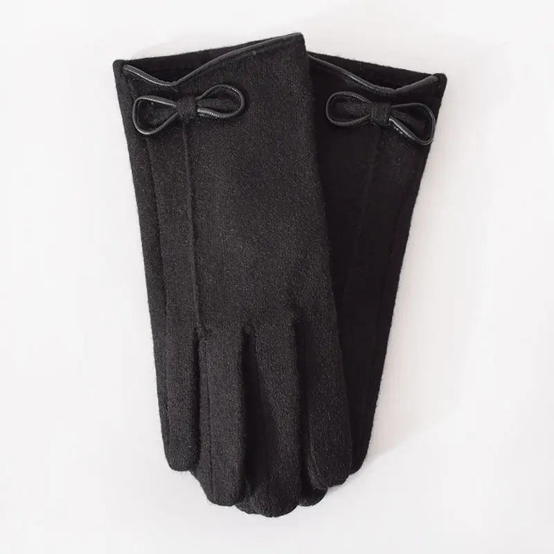 Women's Cashmere-Style Touchscreen Gloves with Bow