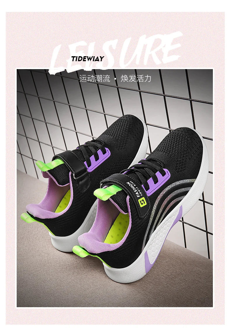 Cute Girls Casual Shoes White Mesh Sneakers Student Kids Summer Sock Footwear Fashion Children Sport Shoes Tenis Running Autumn