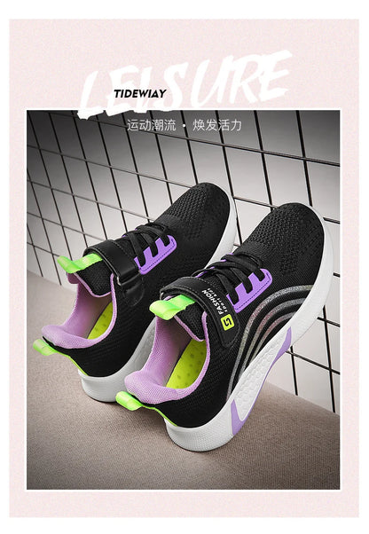 Scarpe casual da bambina, sneaker bianche in mesh, calzature estive da scuola a calzino, scarpe sportive alla moda per ragazze, scarpe da corsa autunnali