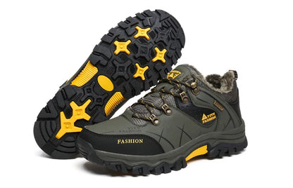 Botas de invierno y nieve impermeables de cuero dividido para hombre