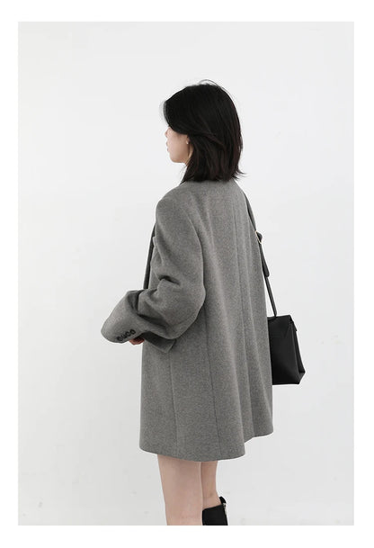 CHIC VEN Damen-Langmantel aus Wollmischung mit einem Knopf