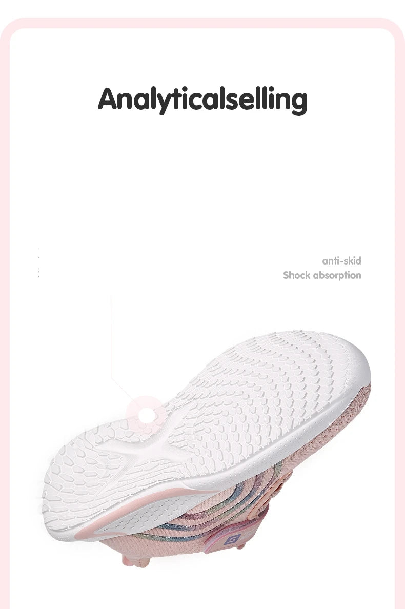 Cute Girls Casual Shoes White Mesh Sneakers Student Kids Summer Sock Footwear Fashion Children Sport Shoes Tenis Running Autumn