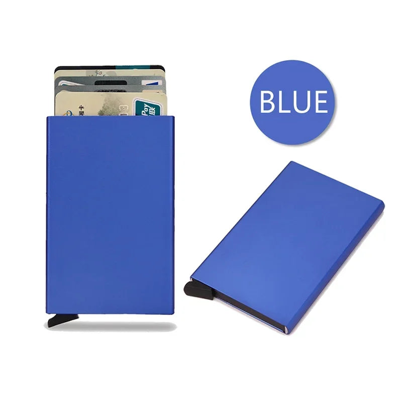 Slim Metal RFID Card Holder – Pop-Up Minimalist Wallet for Men & Women