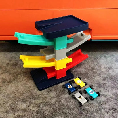 Race Track Car Ramp Toy – Gliding Rail Racing Set for Toddlers