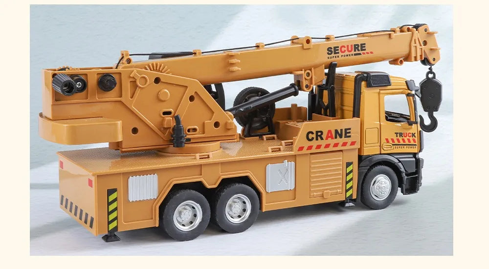 1:24 Diecast Crane & Mixer Truck with Lights, Sounds & Pull-Back