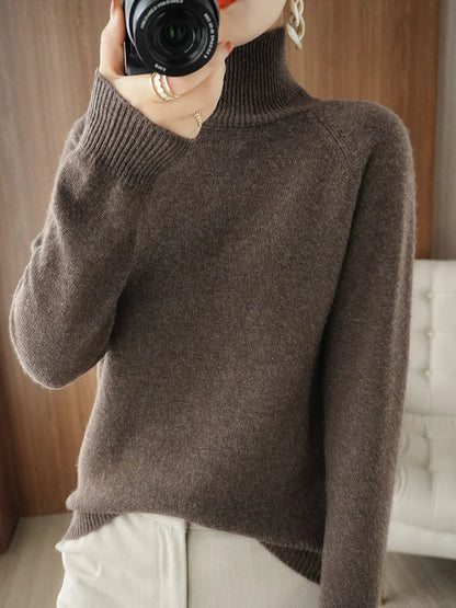 addonee Maglione da donna in maglia a collo alto parziale