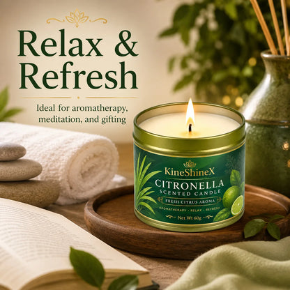 Candela alla Citronella e Agrumi Freschi | 60g | 15 ore di combustione senza fumo | Aromaterapia da interni ed esterni