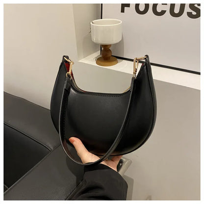 Women's Crescent Moon Shoulder Bag – Soft Vegan Leather Handbag