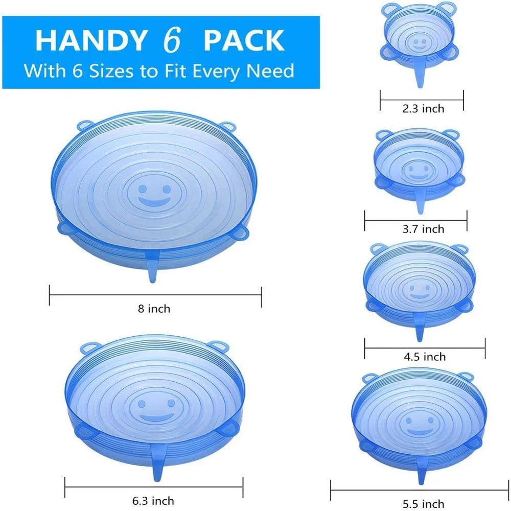 Silicone Stretch Lids – 6-Piece Reusable Food & Bowl Covers