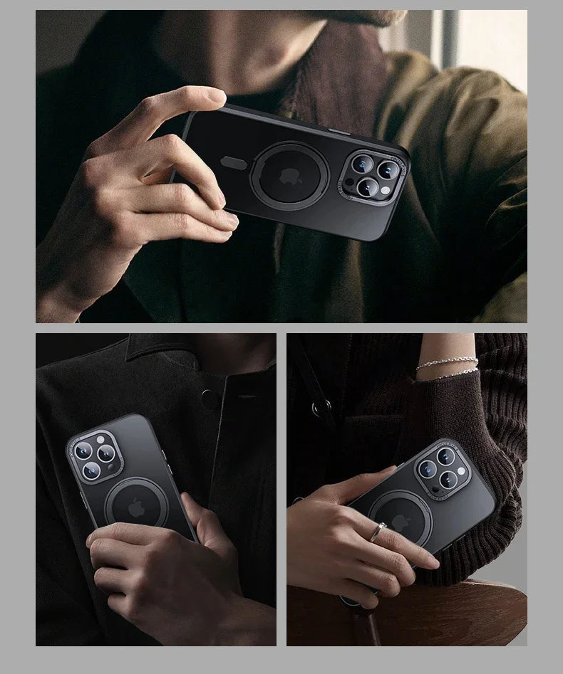 Magnetic iPhone Case with 360° Rotating Ring Stand