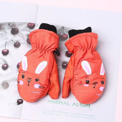 Muffole da neve con coniglietto per bambini – Muffole da sci per bimbi con fodera in velluto
