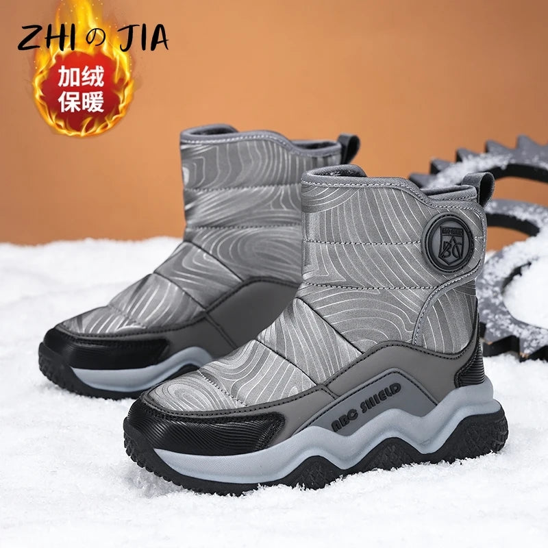 Kids' Plush-Lined Hook-and-Loop Winter Shoes