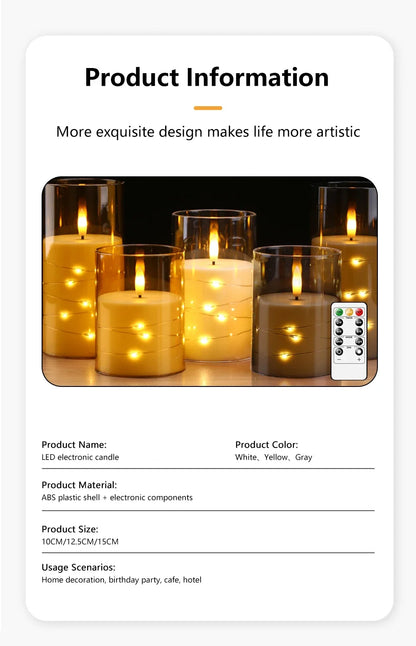 Candele a Pilastro LED Senza Fiamma con Telecomando e Timer | Set da 3 | Luci a Stella Integrate | 3 Colori