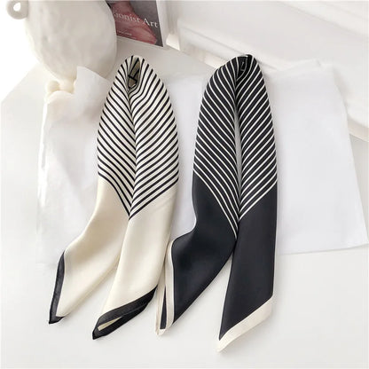 Striped Satin Square Scarf – 70 cm Neck Scarf & Headscarf