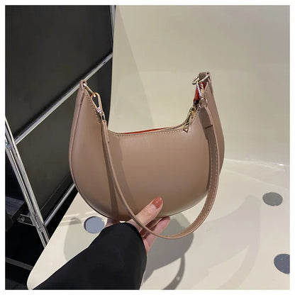 Women's Crescent Moon Shoulder Bag – Soft Vegan Leather Handbag