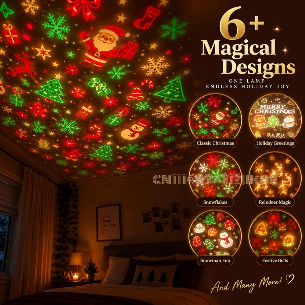 Flexible Christmas Tree Projector Lamp – USB, 6+ Holiday Patterns