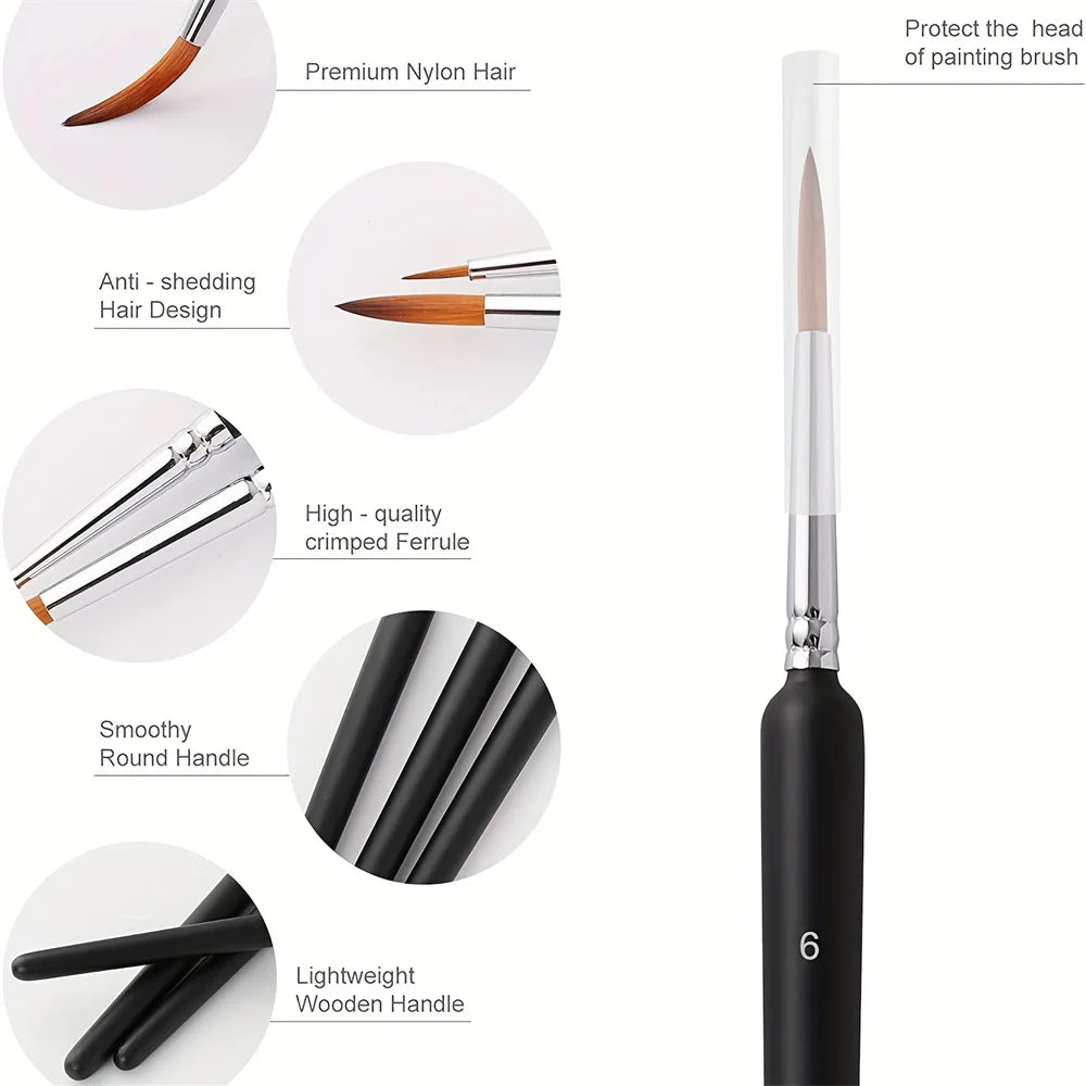 Miniature Detail Paint Brush Set – 10 or 11 Fine-Tip Brushes