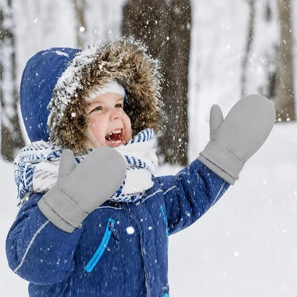 Muffole da neve per bambini foderate in pile con clip antilesione – Colori tinta unita