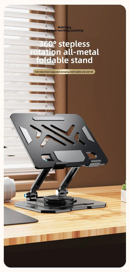 Support pour ordinateur portable avec rotation à 360° | Élévateur réglable et pliable en métal, 10-17"