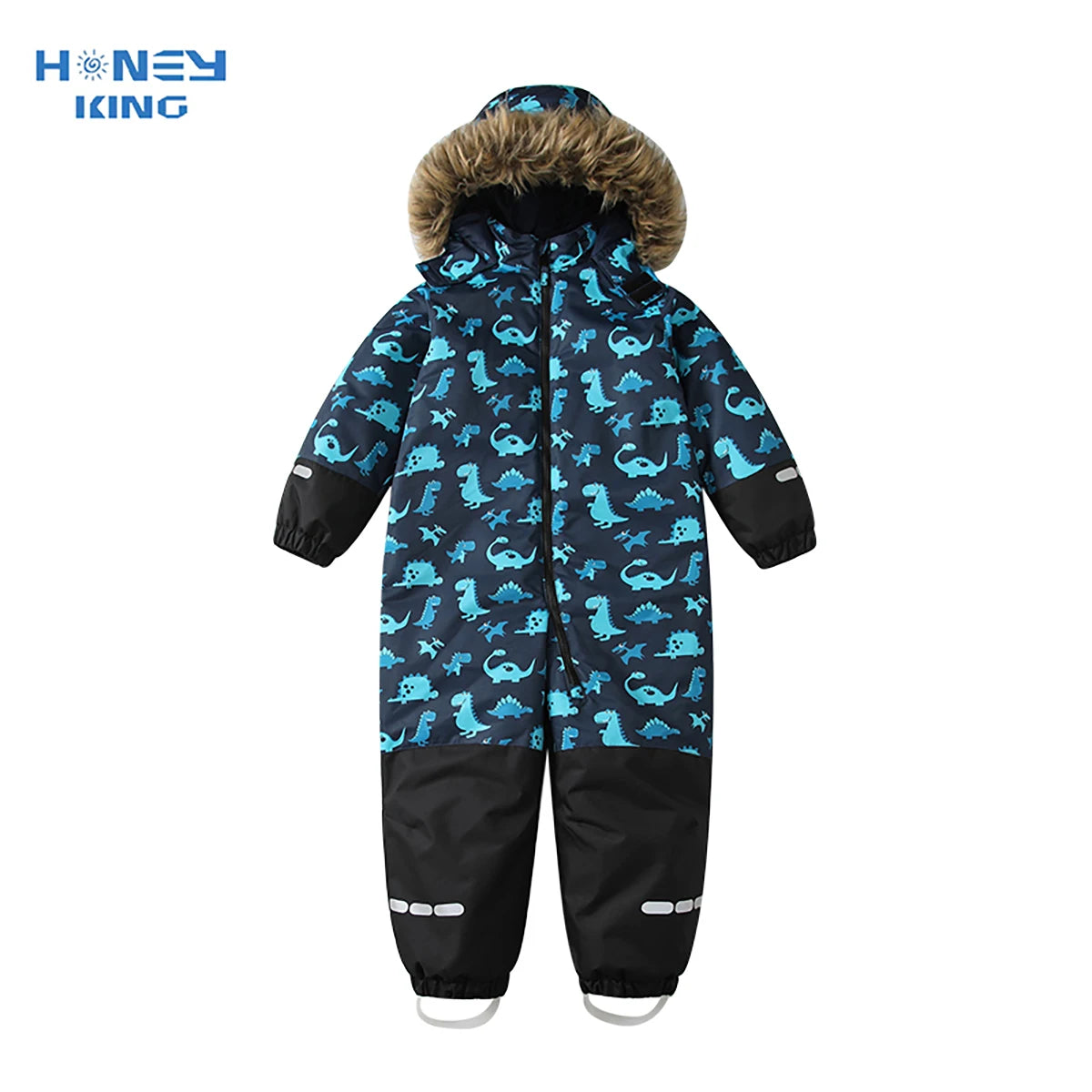 Baby Boys One-Piece Ski Suits Children's Snowboarding Fur Hooded Thick Windproof Warm Skiing Sports Clothes for Winter