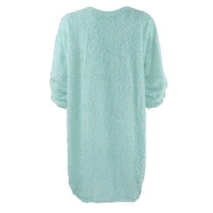 Knie-langes Damen-Strickkleid mit Rundhalsausschnitt