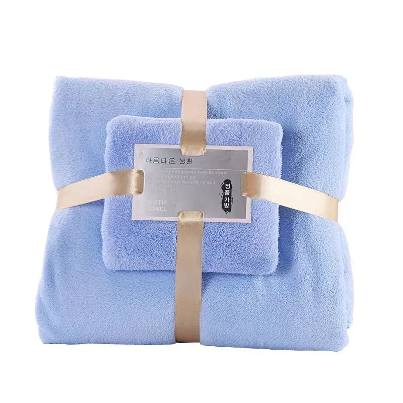 2-Piece Coral Fleece Bath Towel Set – Bath Towel & Hand Towel