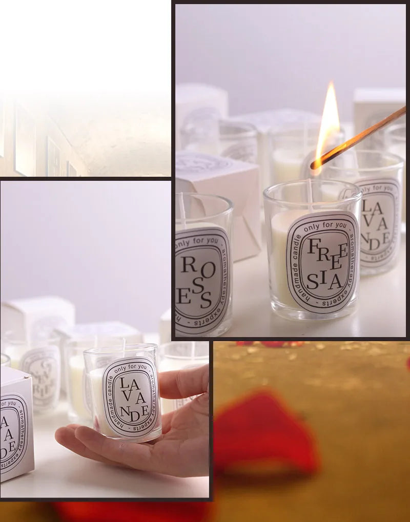 Clear scented candle companion gift return gift fragrance European style romantic candle lamp table incense handmade soy wax