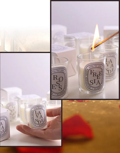 Vela aromática transparente Prometheus | 50 g | 16 fragancias europeas | 10 h de combustión | Caja de regalo artesanal