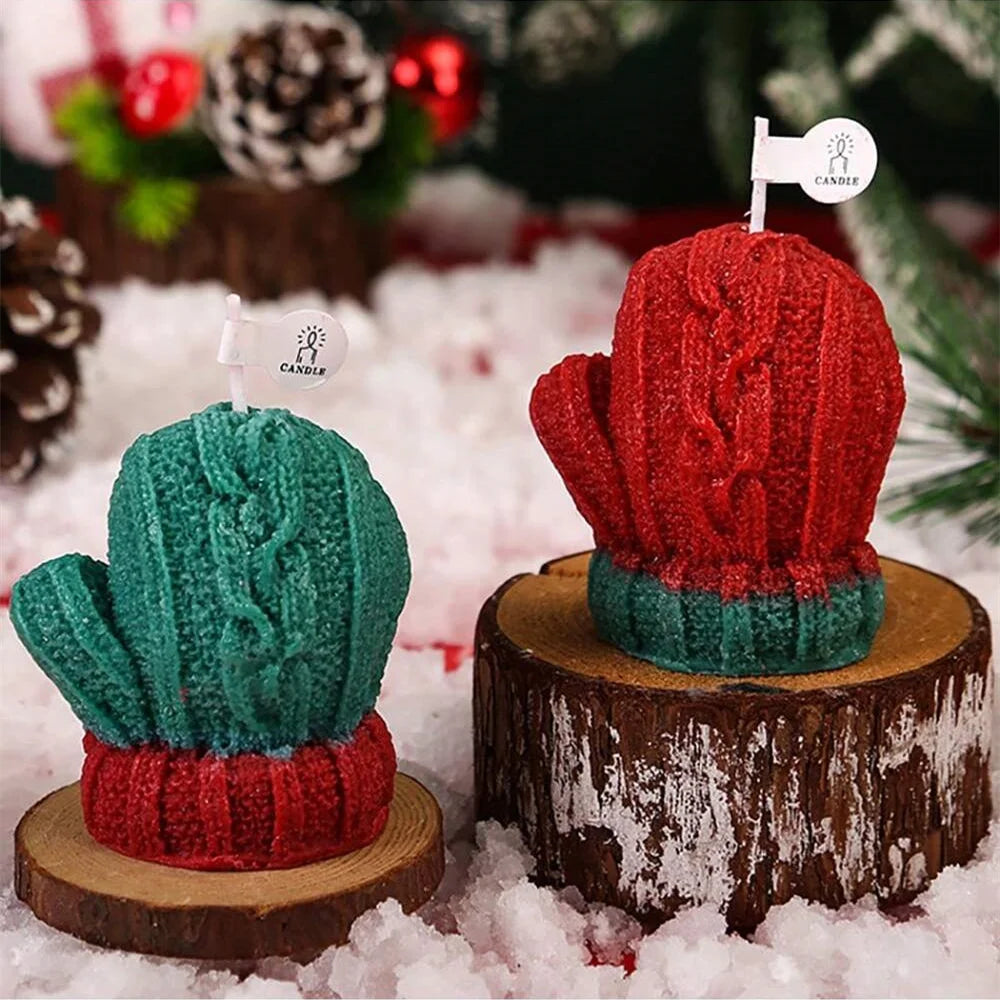 Christmas Gloves Scented Candle for Weddings Birthdays New Year Gift Photoprops Aromatherapy Candles Home Festive Ambiance Decor