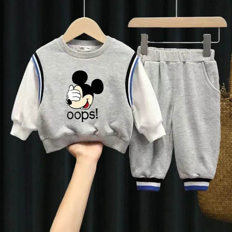 Boys' Spliced Cartoon Tracksuit - Long Sleeve Sweatshirt & Pants Set, 9M-6Y