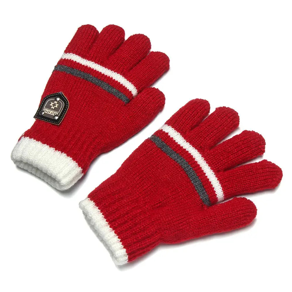 Kids' Knit Winter Gloves – Thick Full-Finger Gloves (Ages 5–10)