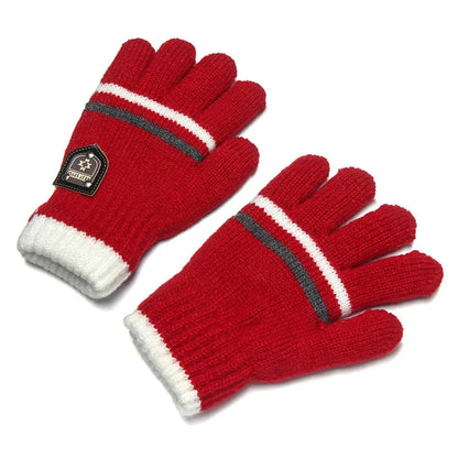 Guantes de punto de invierno para niños – Guantes gruesos de cinco dedos (5–10 años)