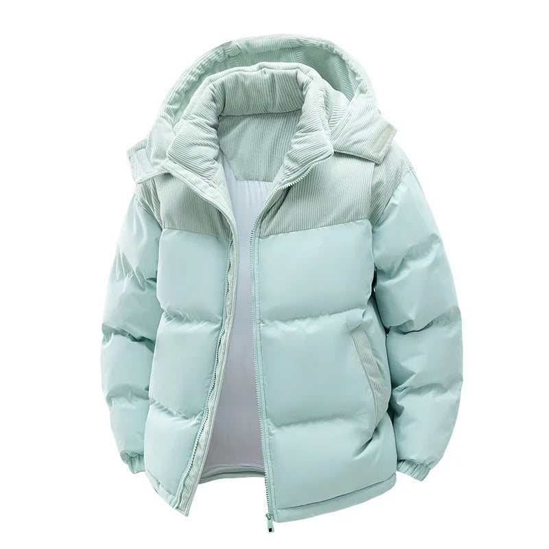 Men's Winter Jacket Hooded Casual Warm Cotton Jacket Thickened Fleece Lined Zipper Front Parka Winter Cold-Proof Coat 2026