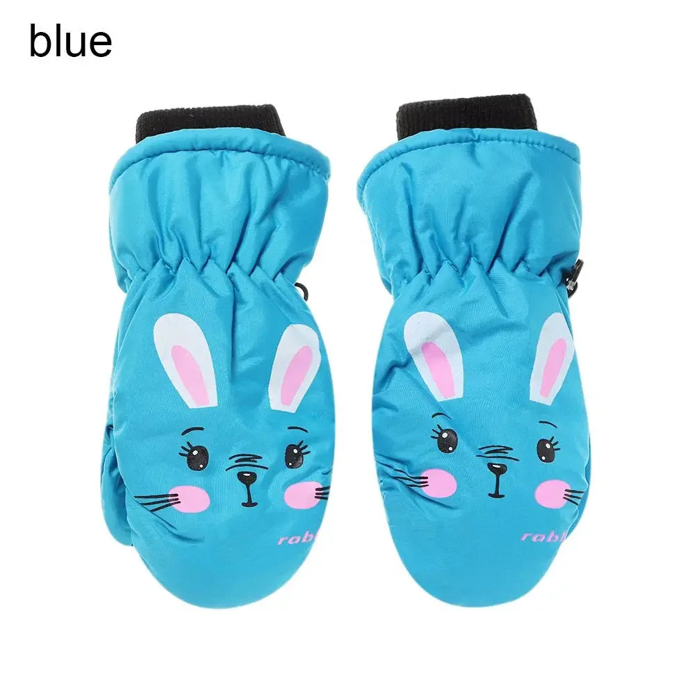 Kids' Bunny Ski Gloves – Windproof Non-Slip Winter Gloves