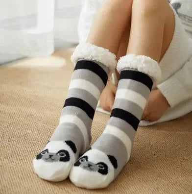 Weihnachten Plüschsocken Damen Winter Thermosocken Warme Bodensocken Weiche weibliche Haussocken Indoor Geschenke Rutschfeste Griffsocken Flauschig