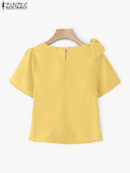 Puffärmelbluse mit Schleifendetail