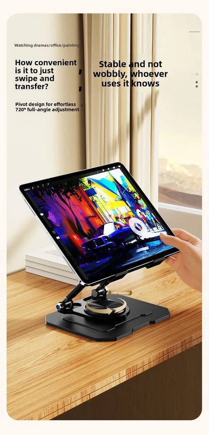 Support pour ordinateur portable avec rotation à 360° | Élévateur réglable et pliable en métal, 10-17"